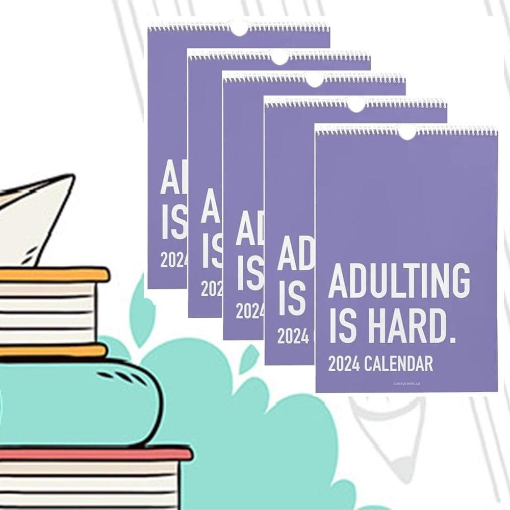 

Spiral Coil Adulting is Hard 2024 Calendar Thicken Paper Inspirational Wall Calendar Friend