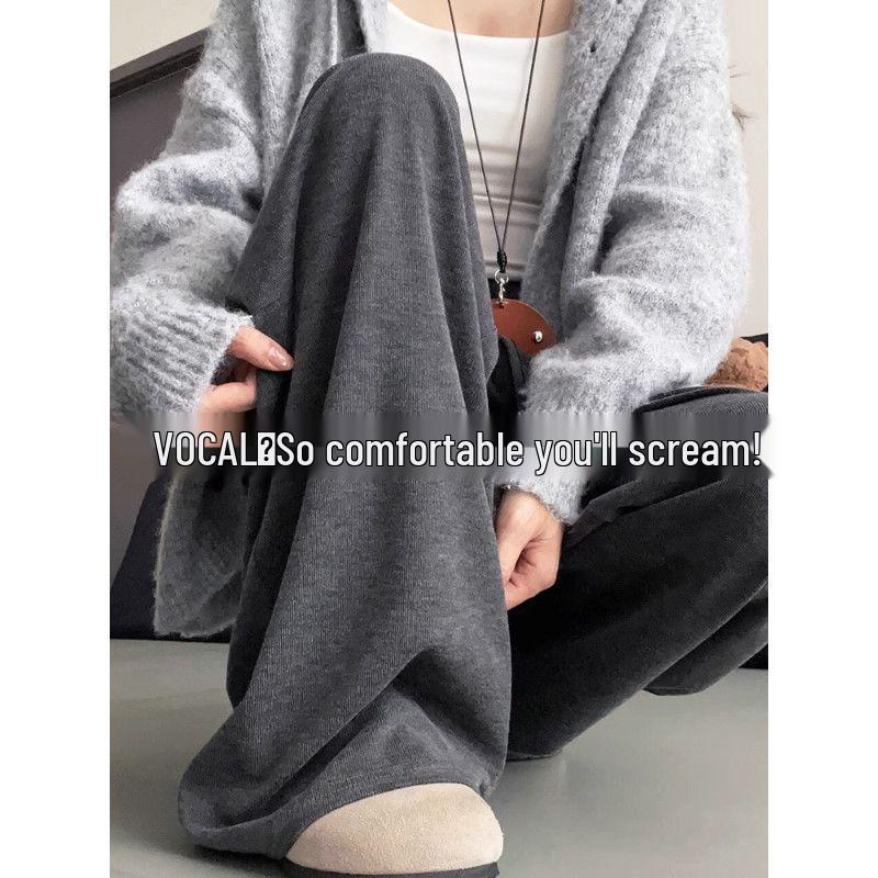 

Gray Women s High-Waist Loose Wide-Leg Pants - Soft Sticky Glutinous Rice Spring/Summer 2026 Collection S