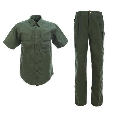 Herrenanzug, klassisches Kurzarmhemd, SS, Sommer-Outfits, Armeegrün, Arbeitskleidung, Hosen-Set