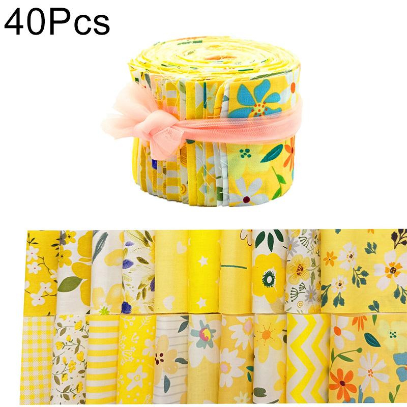 

40Pcs Precuts Fabric 6.3x50CM Patchwork Quilting Sewing Material Jelly Rolls DIY Yellow Printed Cotton Strip 6.3*50cm