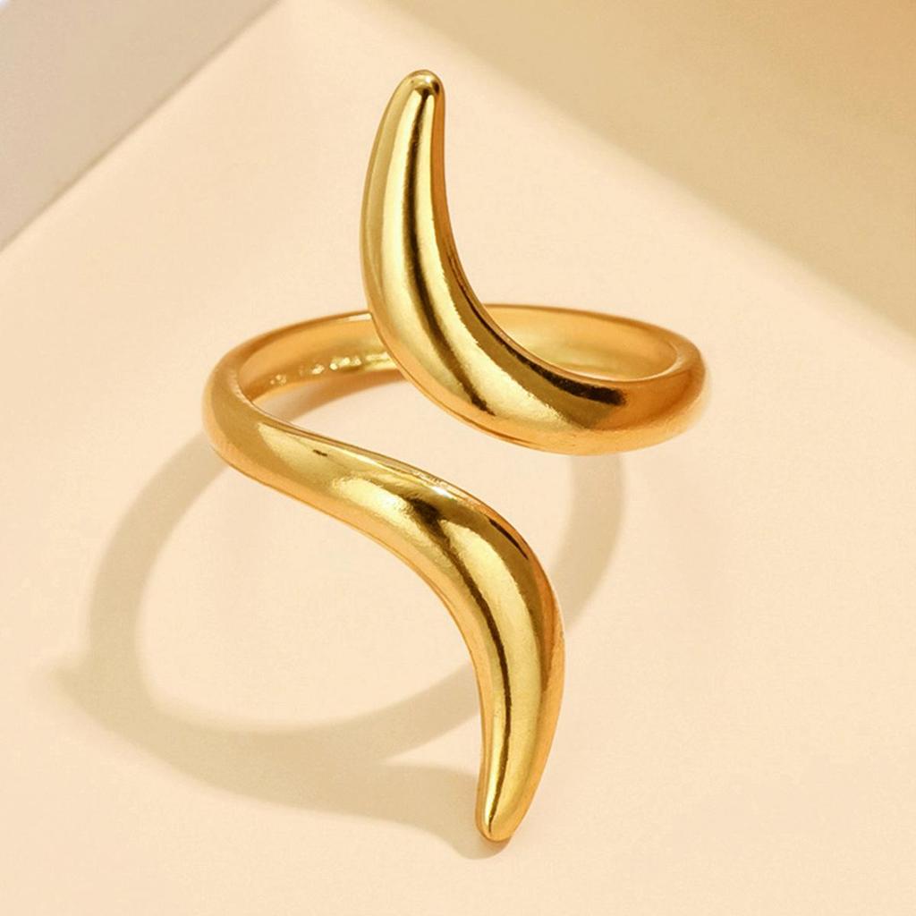 Adjustable 18K Gold Geometric Stainless Steel Ring