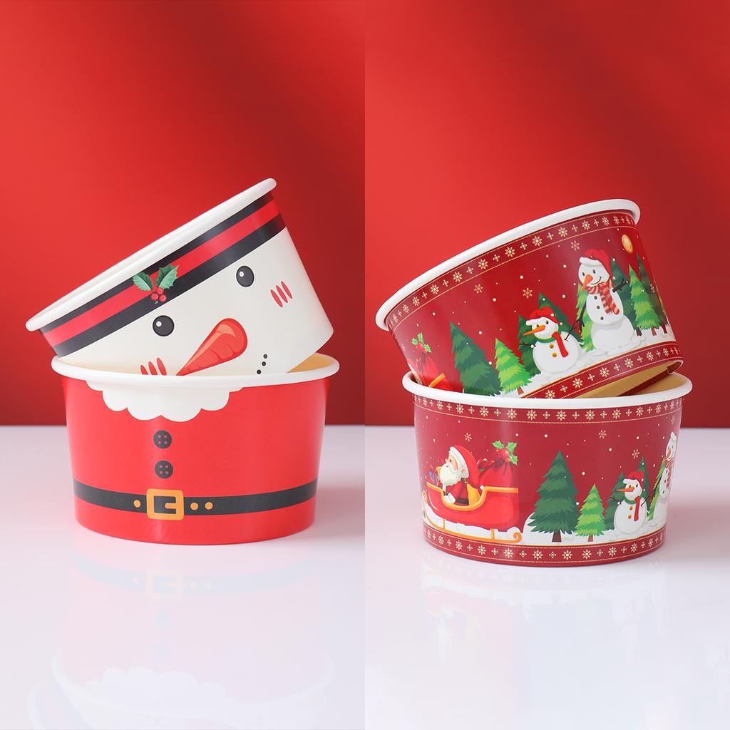 Christmas Santa Claus Paper Bowl Noel Snowman Disposable Bowl Merry Christmas Decor For Home 2025 New Year 2026
