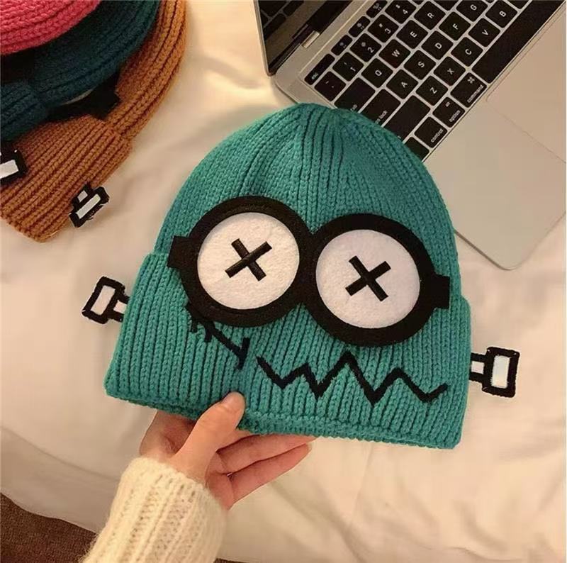 1PCS New Funny Knitted Hat for Women, Autumn and Winter Warmth Cute Big Eyed Cartoon Ear Protection Hat for Student Gifts