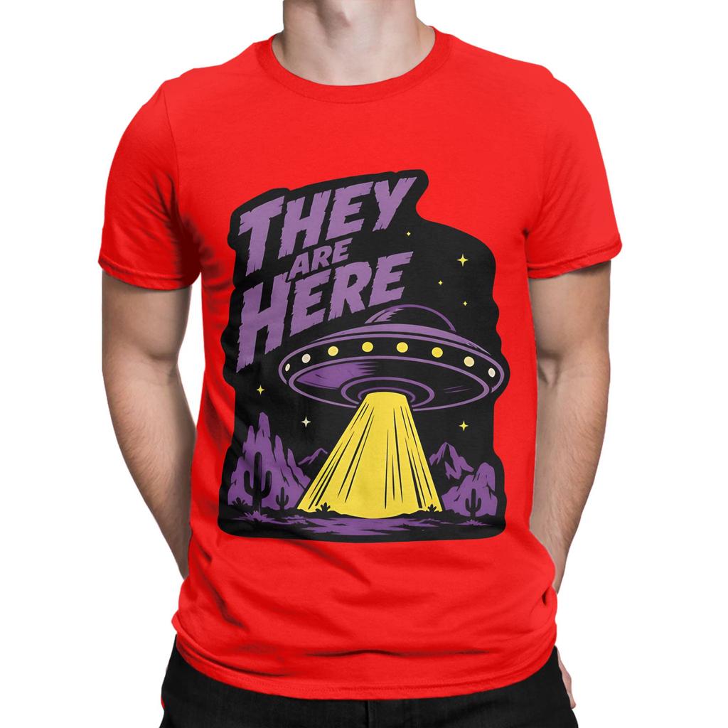 They Are Here UFO Novelty 100 Cotton TShirt UFO Tees Tops For Unisex