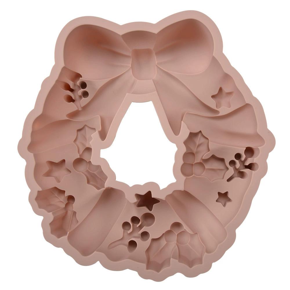 Christmas Bow Wreath Silicone Cake Mold Versatile Baking Dessert Mold for DIY Pastries, Mousse, and More Perfect for Holidays Like Christmas,Halloween