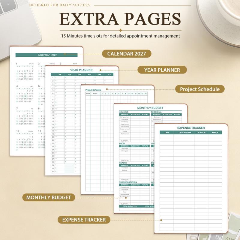 2027 A5 English Schedule Planning Notebook Efficiency Agenda Planner Notepad Ideal Gift for Students Colleagues Business Partners
