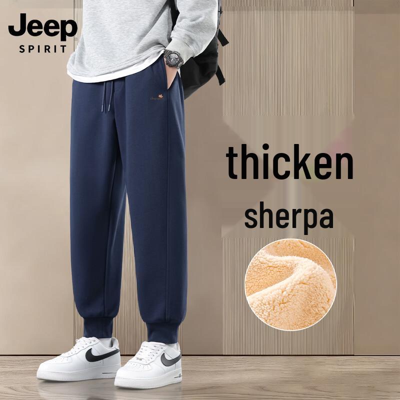 JEEP SPIRIT Men s 2026 Winter Fleece-Lined Sweatpants 3XL