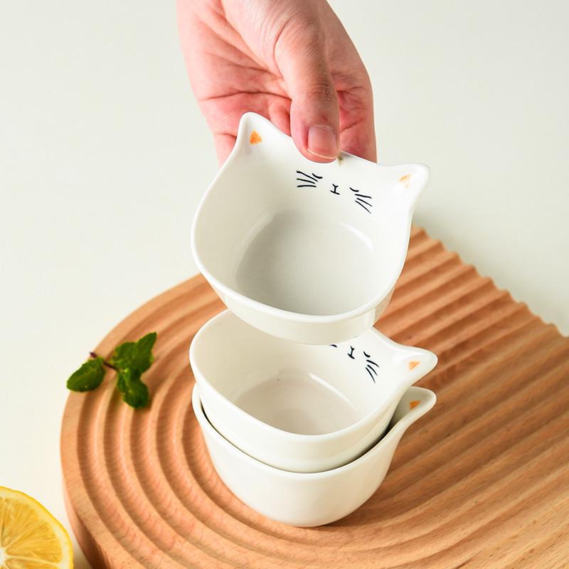 Cute Cat-Shaped Ceramic Dish: Perfect for Sauces, Seasoning, or Side Dishes