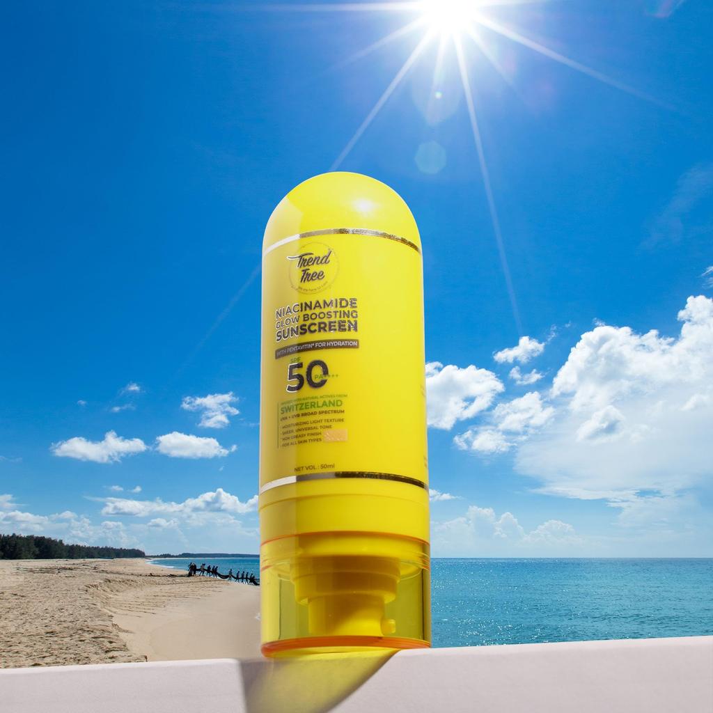 TRENDTREE® Glow-Enhancing Tinted Sunscreen SPF 50 PA++++ with Niacinamide & Kakadu Plum | Lightweight Hydrating Gel | No White Cast, Non-Greasy,