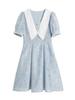 2026 Plus Size French Doll Collar Printed Dress - Retro Waist-Cinched A-Line Skirt for Summer