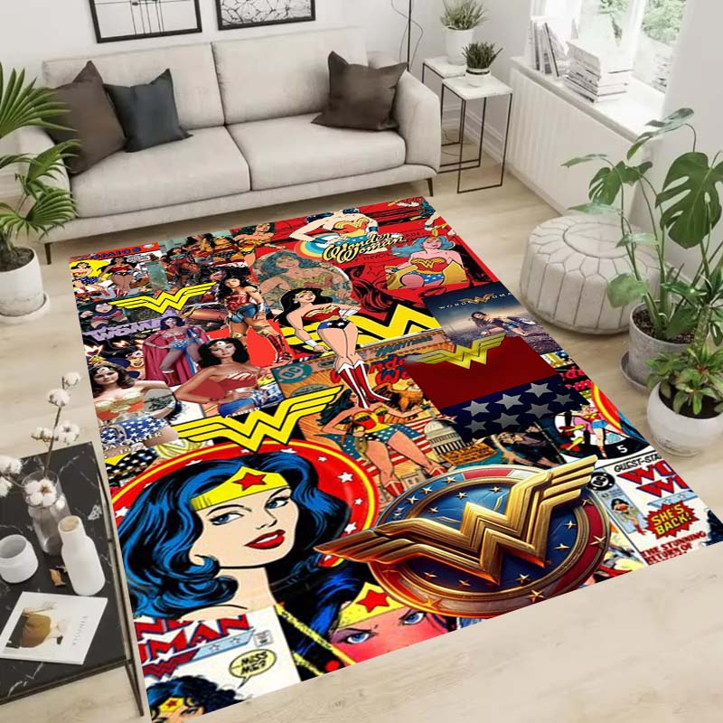 Wonder Woman pattern rug, suitable for living room, bedroom, bedside, balcony and other places, Nordic style decorative rug,