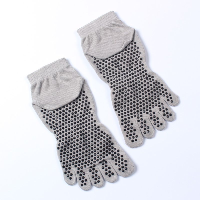 

Non-Slip Yoga Socks Men s and Women s Pure Cotton Outdoor Exposed Toe Floor Sole Non-Slip Finger Socks Pilates Full toe/gray