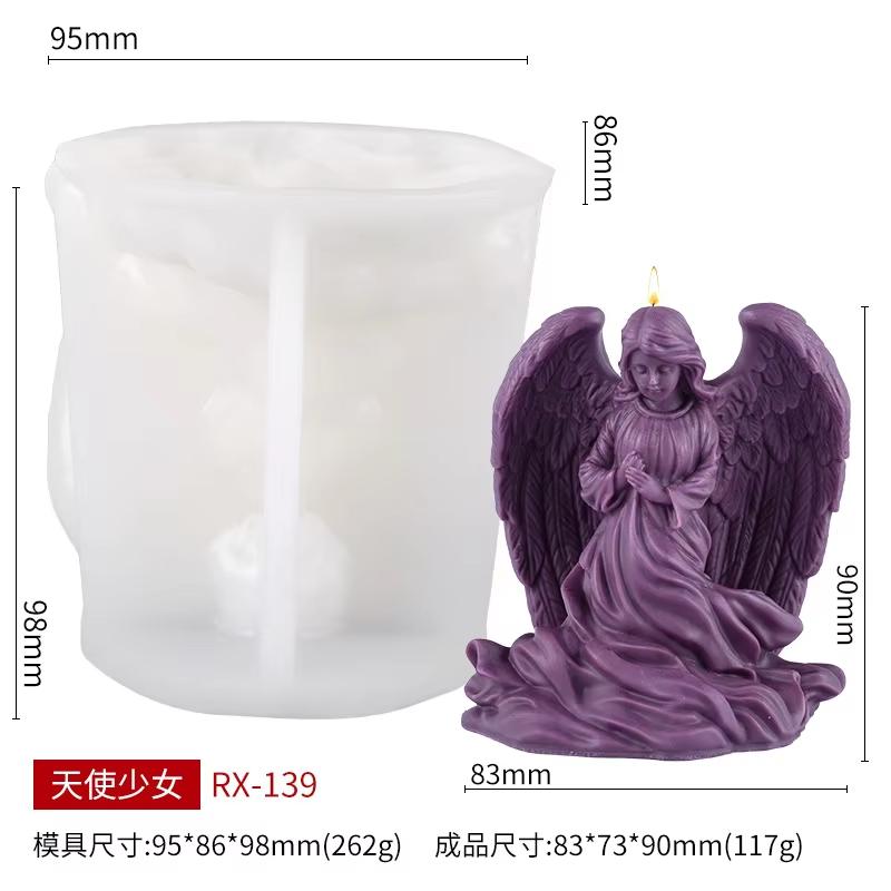 3D Dreamy Wings Goddess Candle Silicone Mold DIY Angel Relief Cylinder Aromatherapy Candle Decoration Gift Ornament