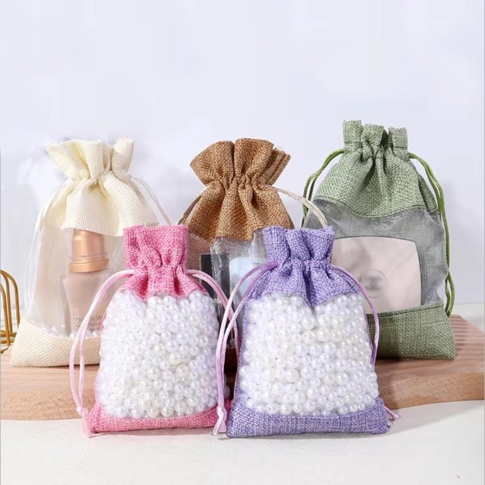 1/10PCS Washable Storage Bags Cotton Linen Burlap Gift Bags Gift Drawstring Bags For Gift Giving