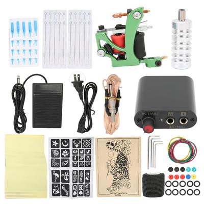 Ensemble complet de machines à tatouer, Mini alimentation électrique, 10 enveloppes, Kit de bobines de tatouage pour débutants