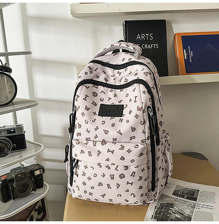 Same Backpack for Middle and High School Students with High Aesthetic Value, Letter Printed Campus Backpack, Lightweight and Large Capacity Backpack