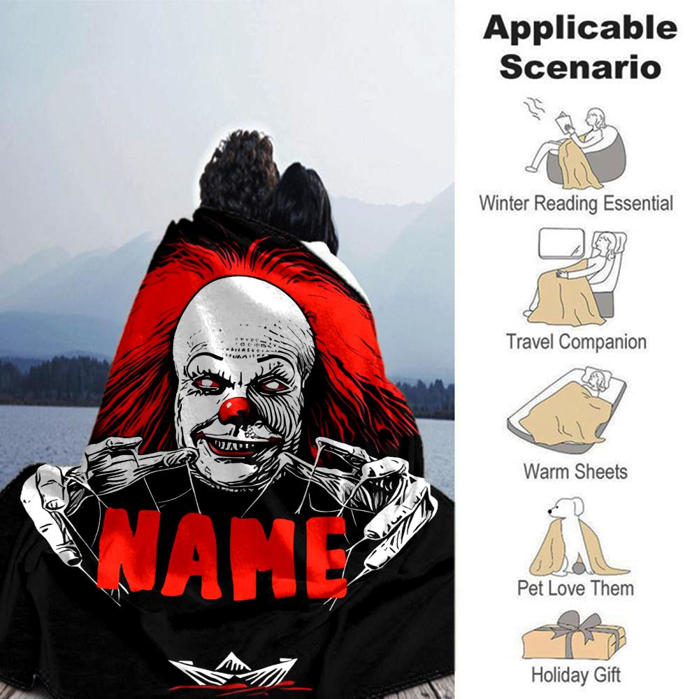 Customiz Name Personality Pennywise the Dancing Clown Blanket Soft &Warm Sofa Office Bed Travel Lunch Break Blanket, Gift Suitable All Seasons