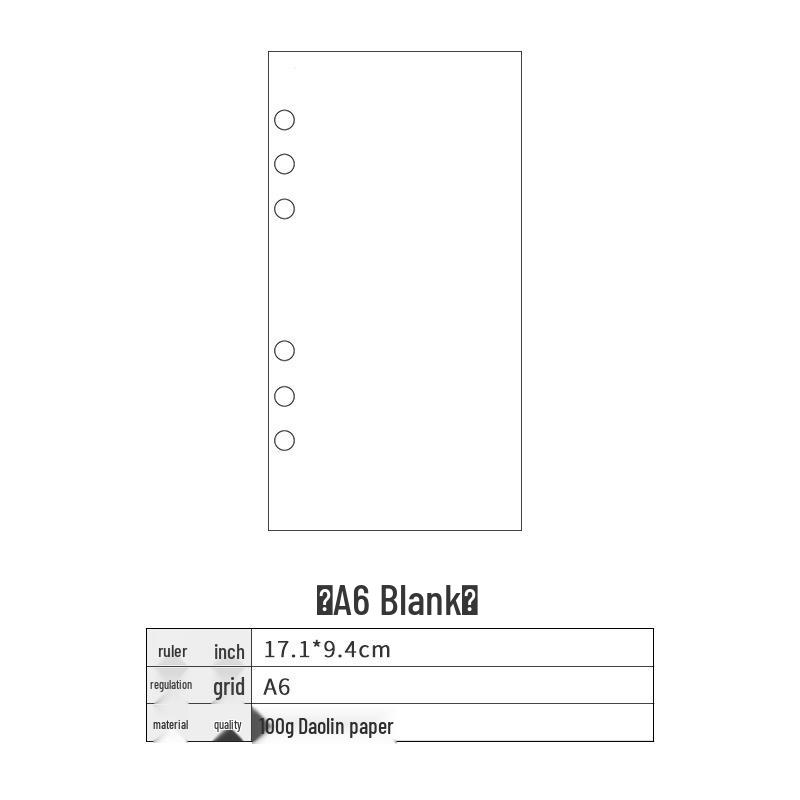 2021 A5 Loose-Leaf Planner Refill: Blank Grid & Lined Inner Pages, 6-Hole