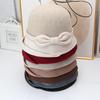French bow knitted bucket hat women's autumn and winter retro basin hat short-brimmed top hat elegant and versatile small hat