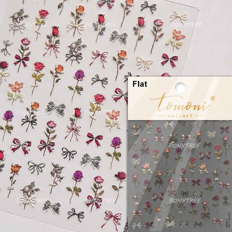 Flowers Blooming Cherry Blossom Sakura Living Peach Branch 5D Soft Relief Spring Adhesive Nail Art Sticker Chic Manicure Decals