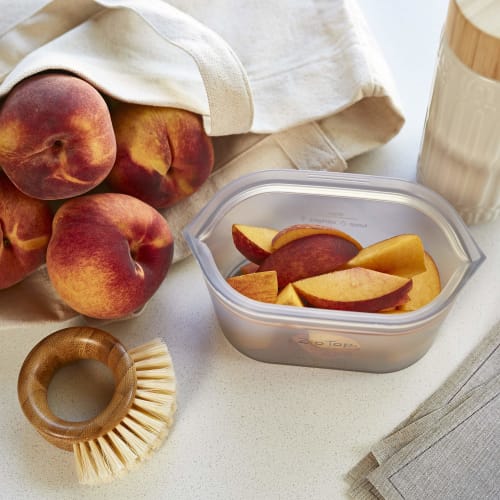 Zip Top Silicone Storage Bags, 473ml Dish, Small, Microwave, Freezer, and Dishwasher Safe, Made with Platinum Silicone, Non-Toxic, Frosted White. [Off