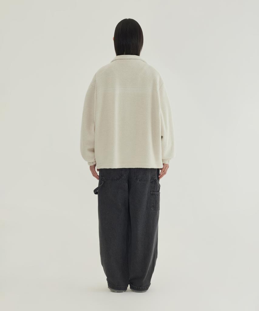 COVERNAT Wool Zip-Up Jacket Oatmeal