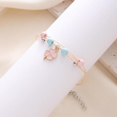 Armband im koreanischen Stil, handgewebt, mit Glücksklee: Frisches, vielseitiges Perlendesign für Schüler und Mädchen