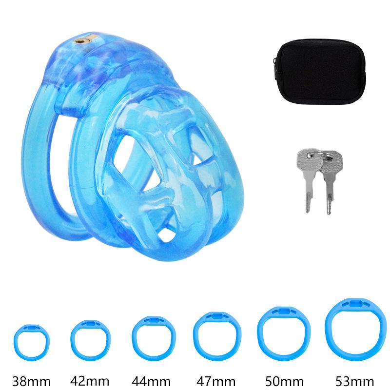 With 5 Size Cock Rings Penis Soft Silicone Chastity Cage Device Anti-Cheating Penis Lock Restraints for Men Discreet Sex Toy 18+