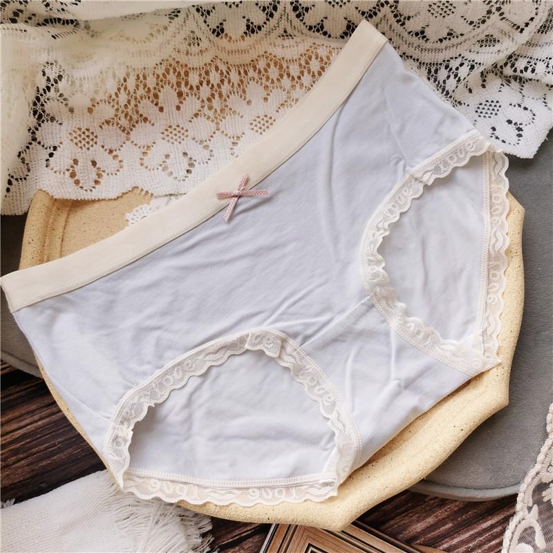 Einfache und bequeme Modalunterwäsche Kleine frische Slips mit niedriger Taille Spitzenrand Süße Damenhöschen
