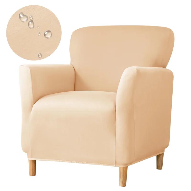 Solid Color Tub Chair Cover Water Repellent Elastic Club Sofa Covers Stretch Relax Single Armchair Slipcover For Bar Counter