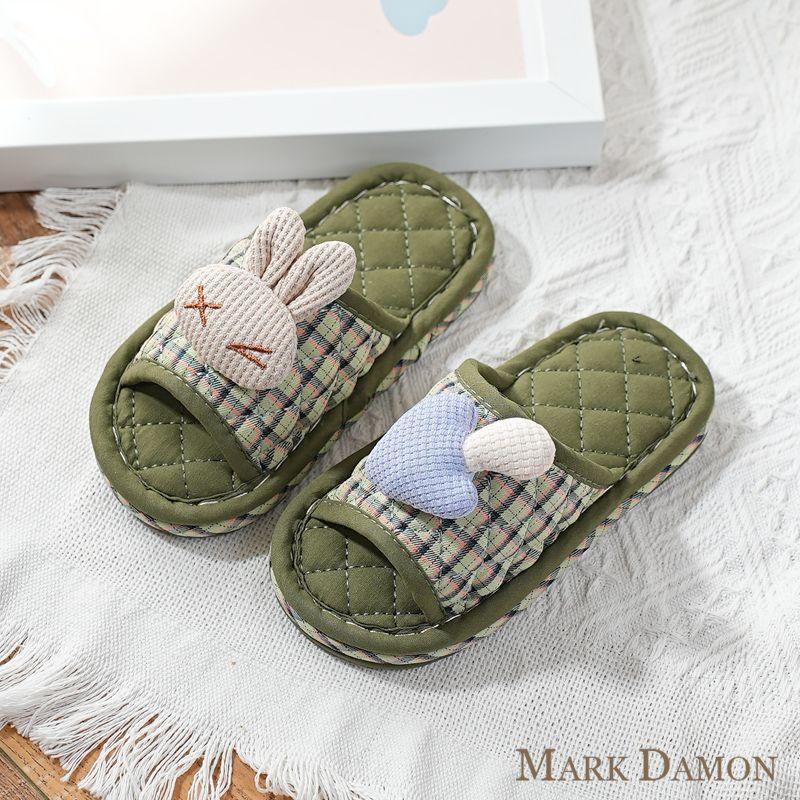 

Children s Cotton Fabric Thickened Three-Layer Small Medium and Large Children s Cloth Bottom Mute Non-Slip Home Indoor Floor Slippers Cartoon Kids dark green Small size 18 inside length 17cm