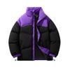 Men's Casual Solid Color Patchwork Color-blocking Cotton-padded Jacket, Men's Thickened Stand-up Collar Breadshirt Cotton-padded Jacket