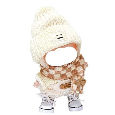 AXLUCE Plush Toy Clothes 16cm Sweater Knit Hat Scarf Overalls Shoes (White)