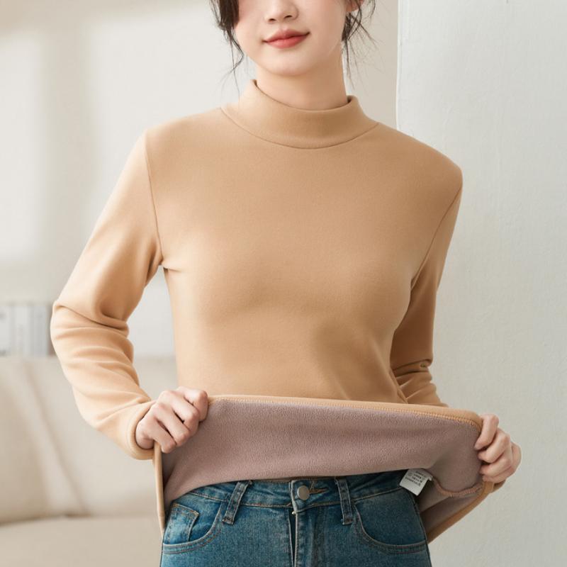 Autumn and Winter Ladies' Base Shirt Comfortable Warm Elastic Semi High Neck Base Shirt