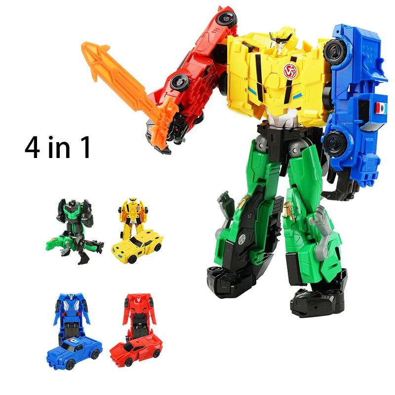 Four-in-one Transforming Toy Set Robot Car Dinosaur And Vehicle Plastic Material
