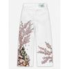 Damen Jeans mit hohem Bund und weitem Bein Lockerer Schnitt Sakura Knight Stickerei Helles Denim Hosen Amerikanischer Vintage Streetwear Lässige Lange Hosen