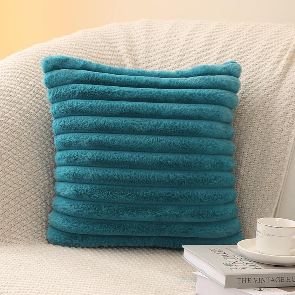 Thick Striped Square Pillow Cushion Cover Soft Plush Pillow Case Protector New Cushion Cover