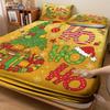 3pcs Cartoon Christmas Tree HO Print Coreless Bed Sheet Set Multi Size Soft Bed Cover Bedroom Bedding Holiday Decoration