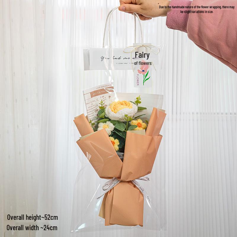 Handmade Knitted Rose Yarn Bouquet