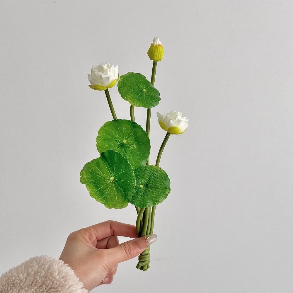 New Pink Artificial Lotus Flowers Lotus Leaves Decorative Artificial Faux Plants Floral Fake Water Lily Flower Home Decor белый