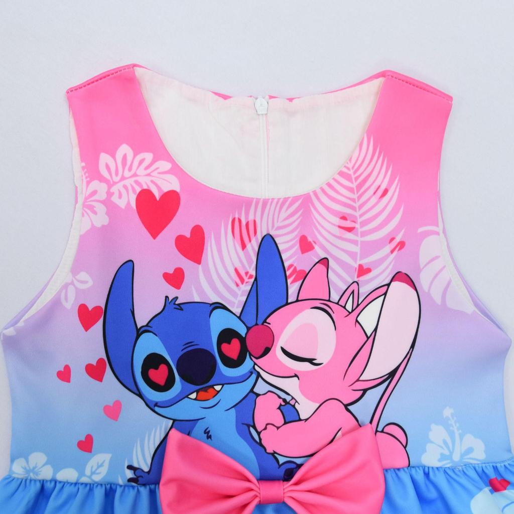 Lilo & Stitch Girls' Bowknot Party Dress - Digital Print 9265, In Stock