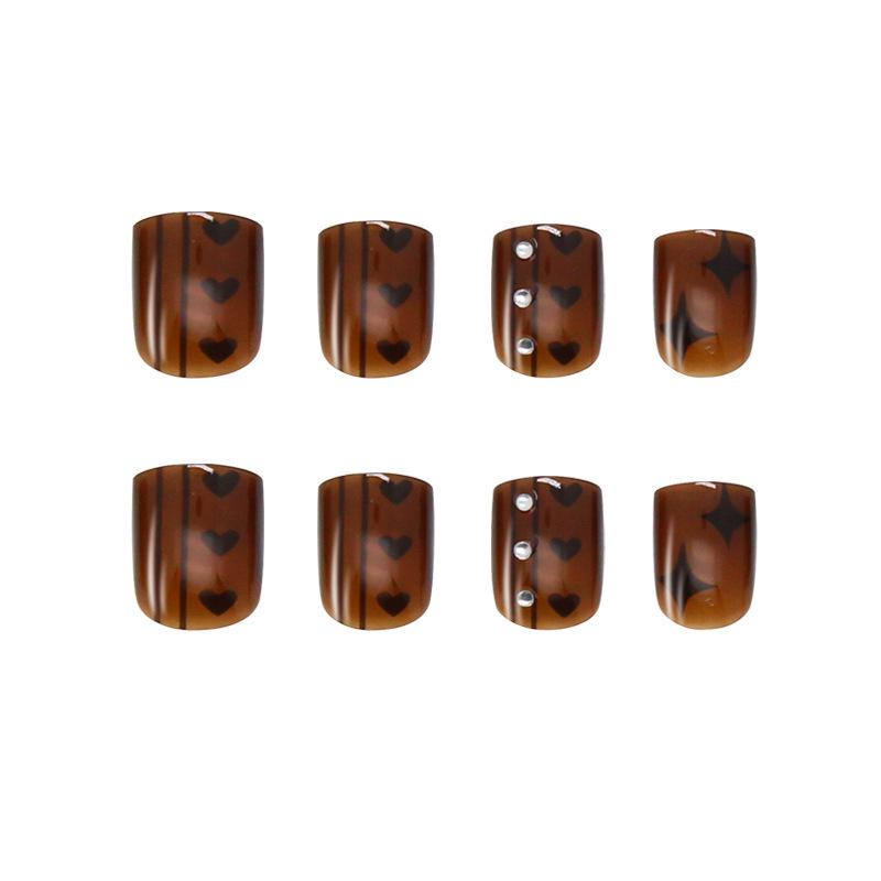 Ice Clear Heart Bow Star Rhinestone Wearable Nail Stickers - Detachable False Nails