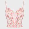 Pink Floral Tie-Up Corset Camisole Tank Top