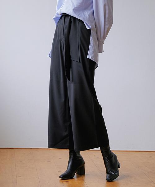 MODERNABLE Belt-Point Wide Pants - Black