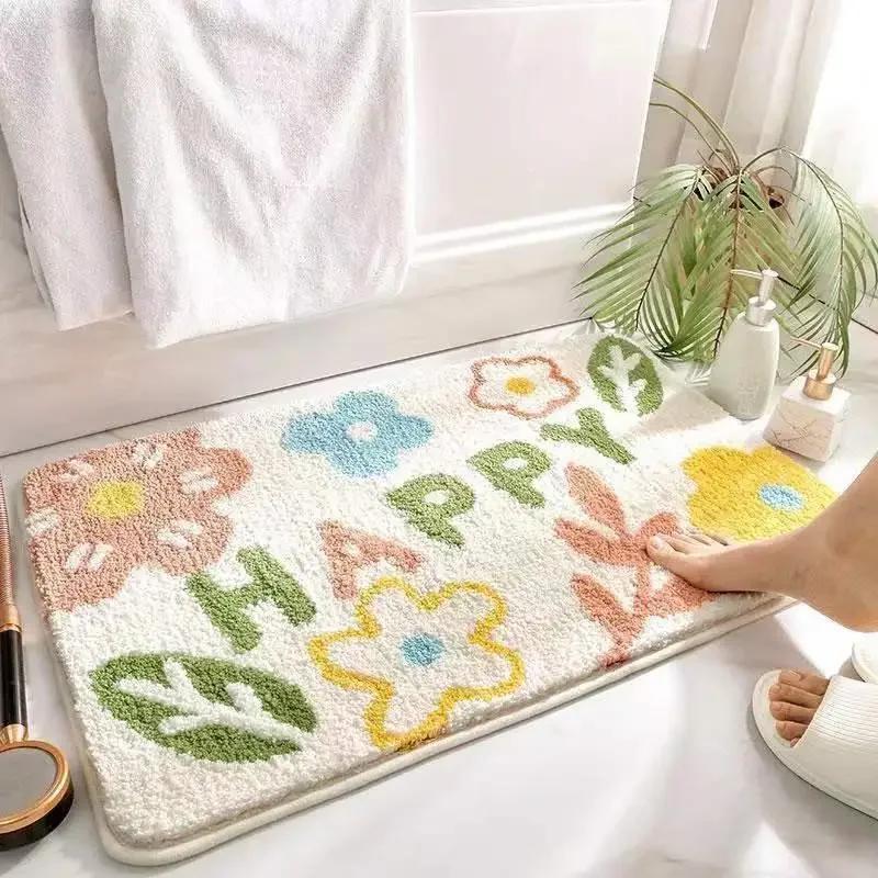 Super Soft Cartoon Plush Floor Mat Wear-resistant Water-absorbing Carpet Bathroom Water-absorbing Non-slip Floor Mat Home