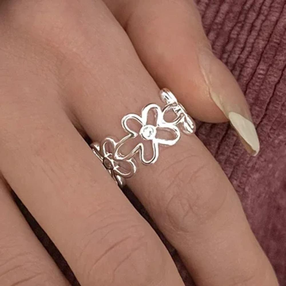 925 Silver Rings for Women Geometric Handmade Irregular Strip Ring Fashion Jewelry Gift