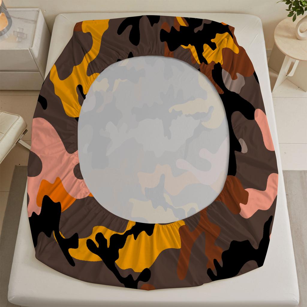 1 Simple Camouflage printed matte Fitted Sheet bedroom printed bed cover bedding (excluding pillowcases)