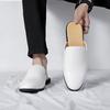 Fashion 2024 Mens Half Slippers Shoes For Men Slides White Luxury Loafers Fashion Male Leather Casual Shoes Sandals Designer Flats Mules