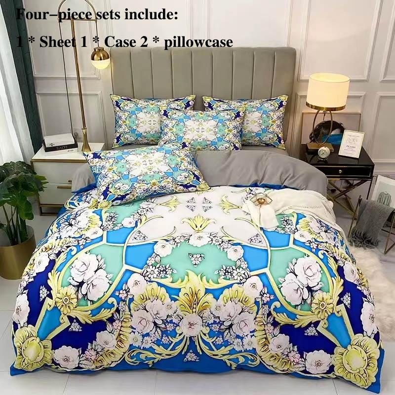 Leka Cotton Four-piece Sheets Were Sleeve Pillowcase Set 1 Light Luxury 1.5 Meters 1.8 Bed Supplies Home Textile