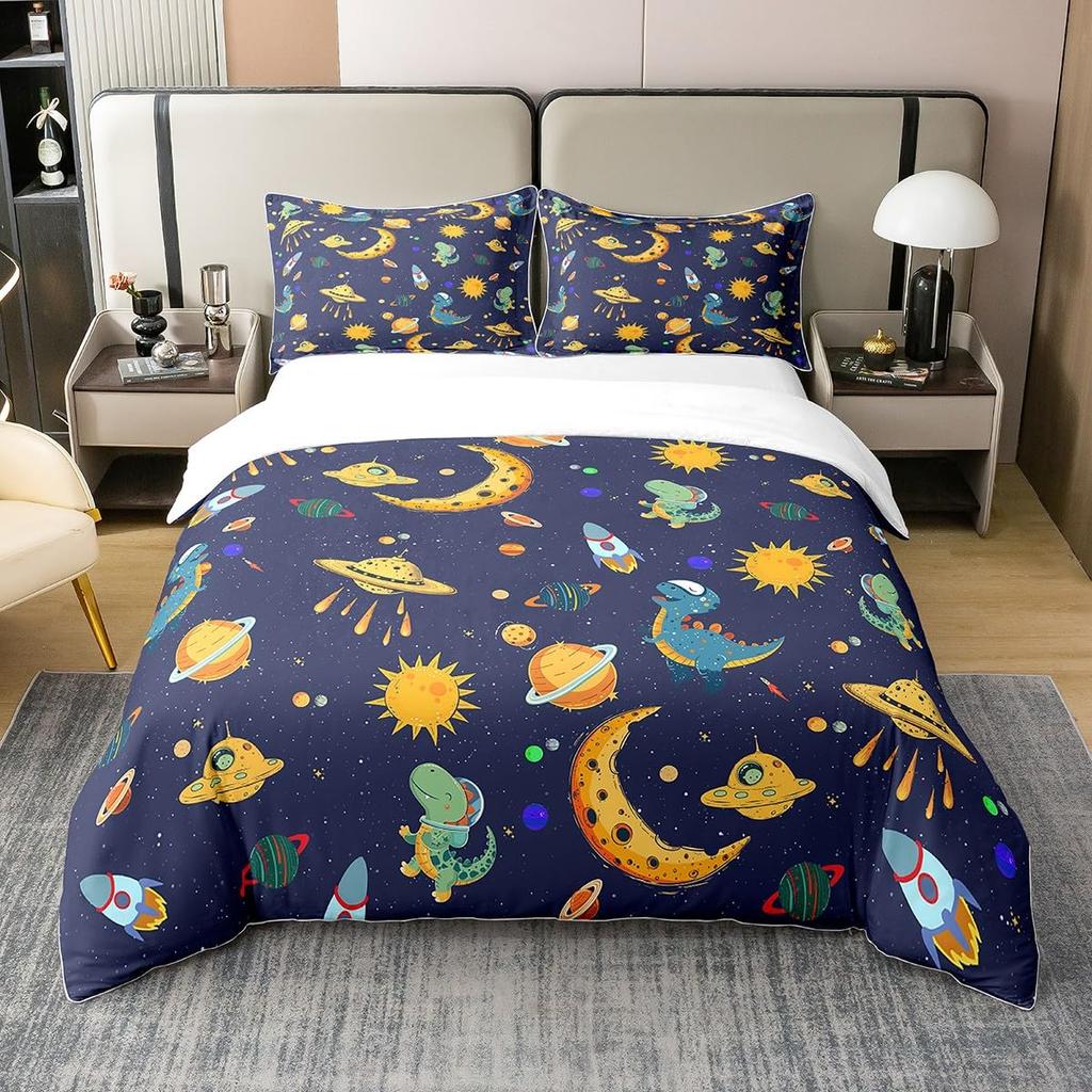 Rocket Print Duvet Cover Sets Queen King Size Lightweight Quilt Covers Bedroom Decor Cartoon Universal Bedspread Covers No Quilt
